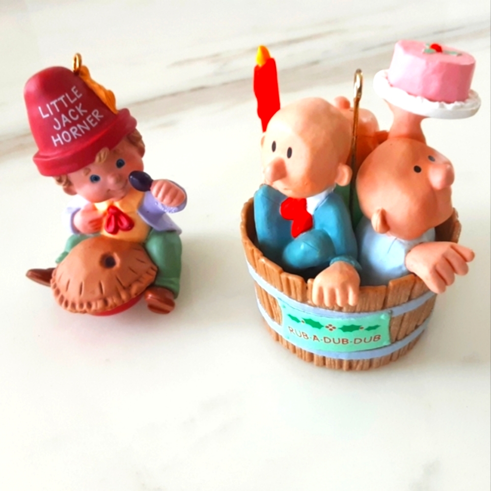 HALLMARK Ornaments Three Men In Tub | Little Jack Horner - Artists Favorites VTG